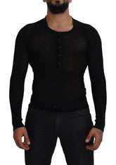 Dolce & Gabbana Black Cashmere Button Pullover Sweater -   -  Dolce & Gabbana.